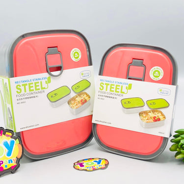 1.1L Stainless Steel Dual Lunch Box - Pink